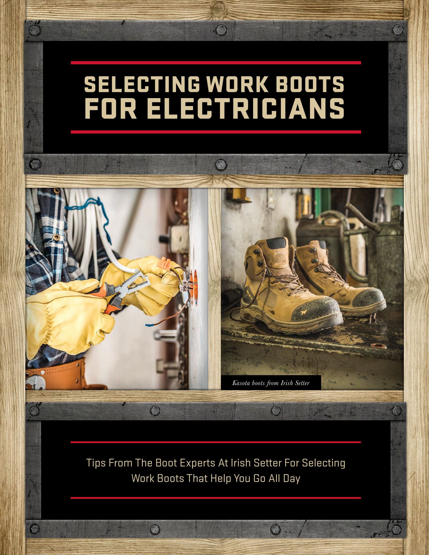 Steel toe shop boots for electricians